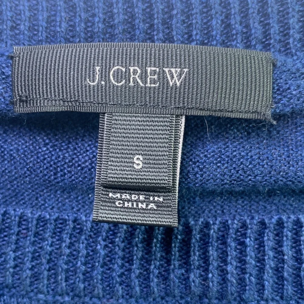 J.Crew navy blue linen crewneck sweater with three-quarter sleeves size small